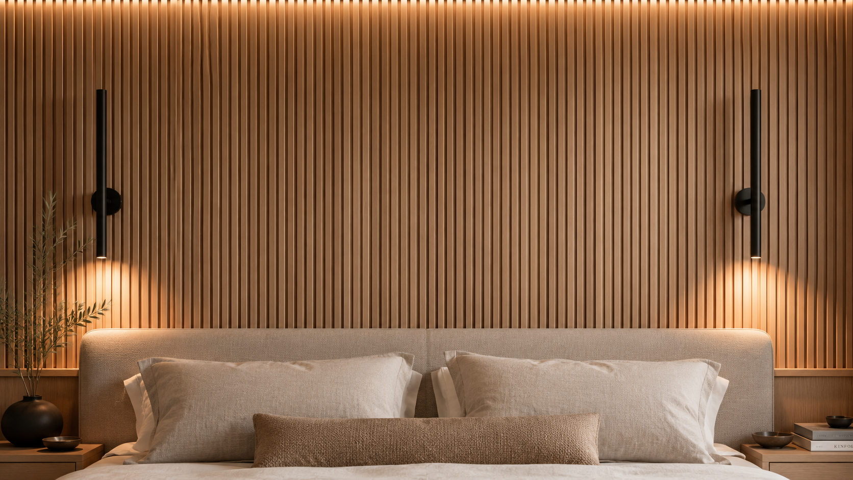 Acoustic White Oak Slatted Wood Accent Walls